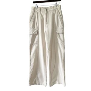 Hudson Women’s Ecru High Waist Wide Leg 100% Cotton Cargo Pants- Size 29